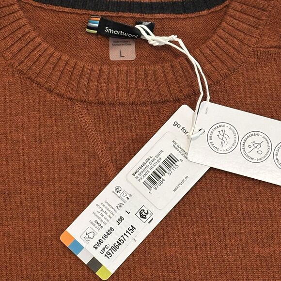 Smartwool Sparwood Crew Sweater Men's Large Picante Heather Outdoor Wool Hiking - Picture 4 of 6